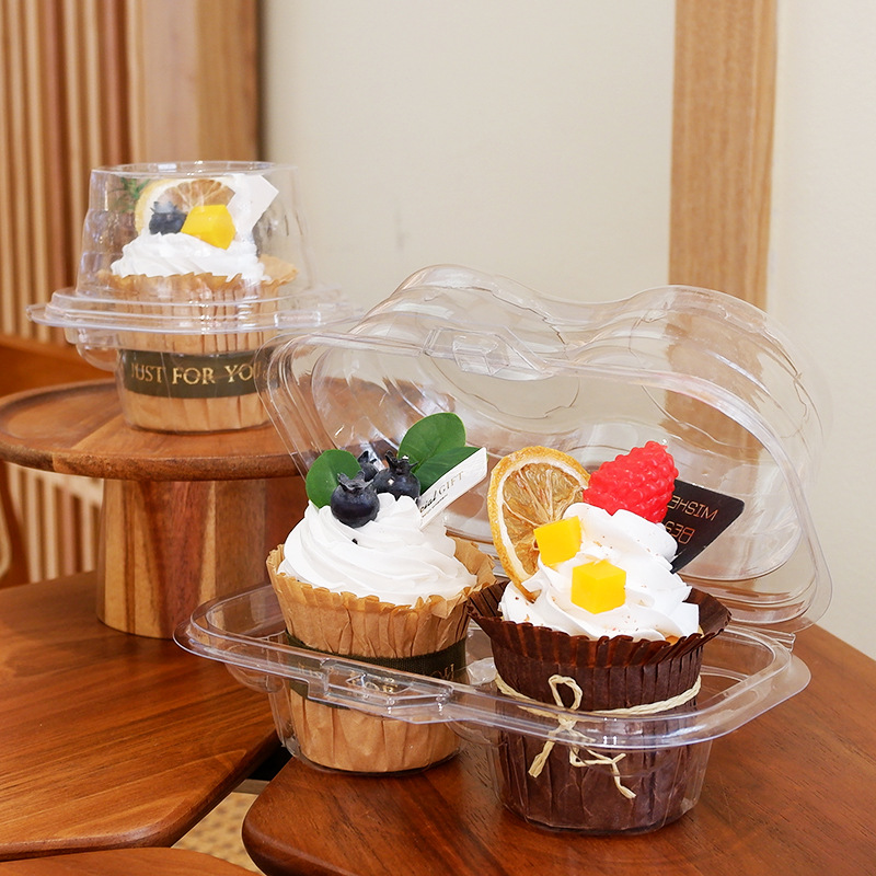 2 Compartment Cupcake Container - Deep Cupcakes Carrier Holder Box BPA Free Clear Plastic Case Stackable