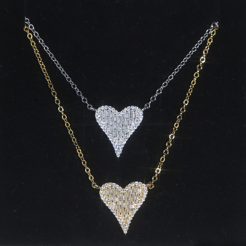 Bling design Heart pendant Necklace Charm Cubic Zircon Paved hip hop for Women Men Jewelry Gift