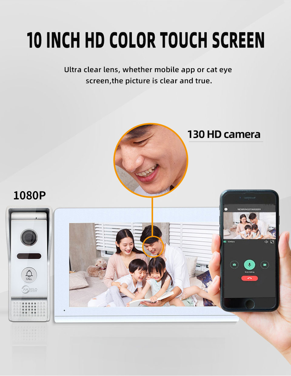 1080p White Wifi Tuya Video Intercom Monitor Video Doorbell Camera Video Intercoms with Motion Detection For Home Apartment