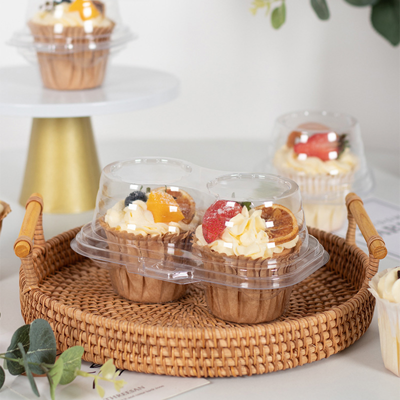 2 Compartment Cupcake Container - Deep Cupcakes Carrier Holder Box BPA Free Clear Plastic Case Stackable