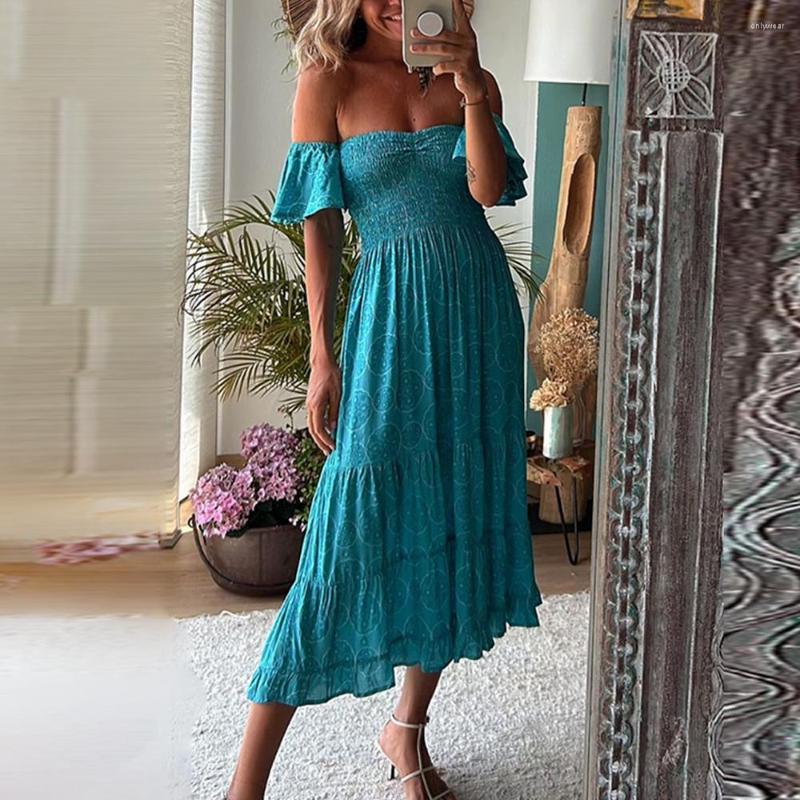 Casual Dresses Holiday Boho Maxi Dress Women Off Shoulder Backless Flare Sleeve Floral Print High Waist Party Ladies Swing Vestidos, Blue
Casual Dresses Holiday Boho Maxi Dress Women Off Shoulder Backless Flare Sleeve Floral Print High Waist Party Ladies Swing Vestidos, Blue