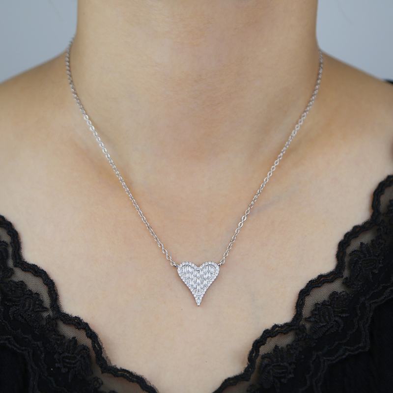Bling design Heart pendant Necklace Charm Cubic Zircon Paved hip hop for Women Men Jewelry Gift