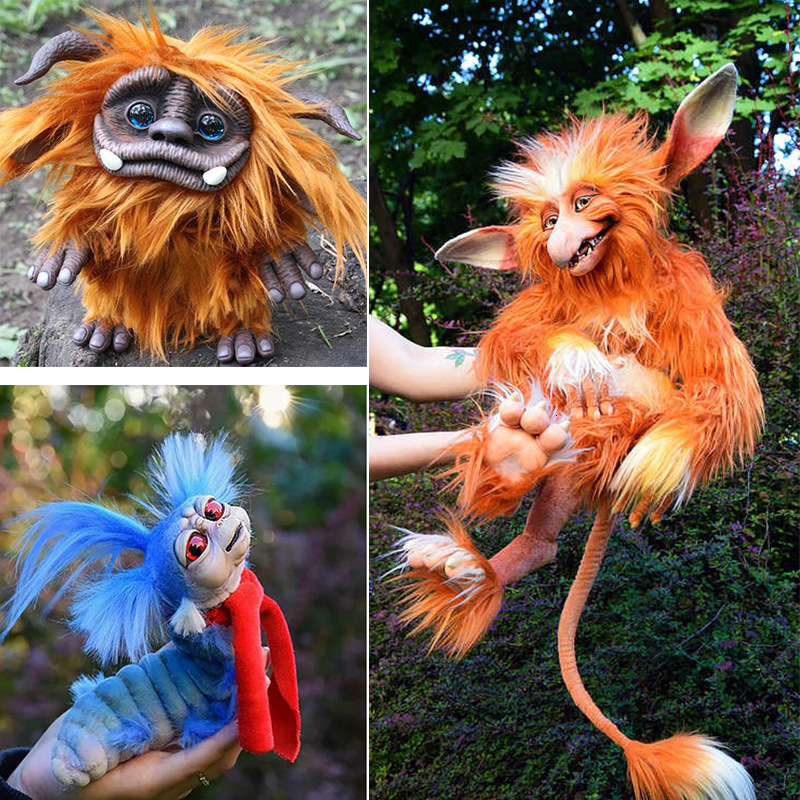 Garden Decorations Labyrinth Plush Doll Maze Worm Red Hairy Big Mouth Monster Animal Plush Doll Toy Cute Funny Present Plush Doll Home Decoration 2306
