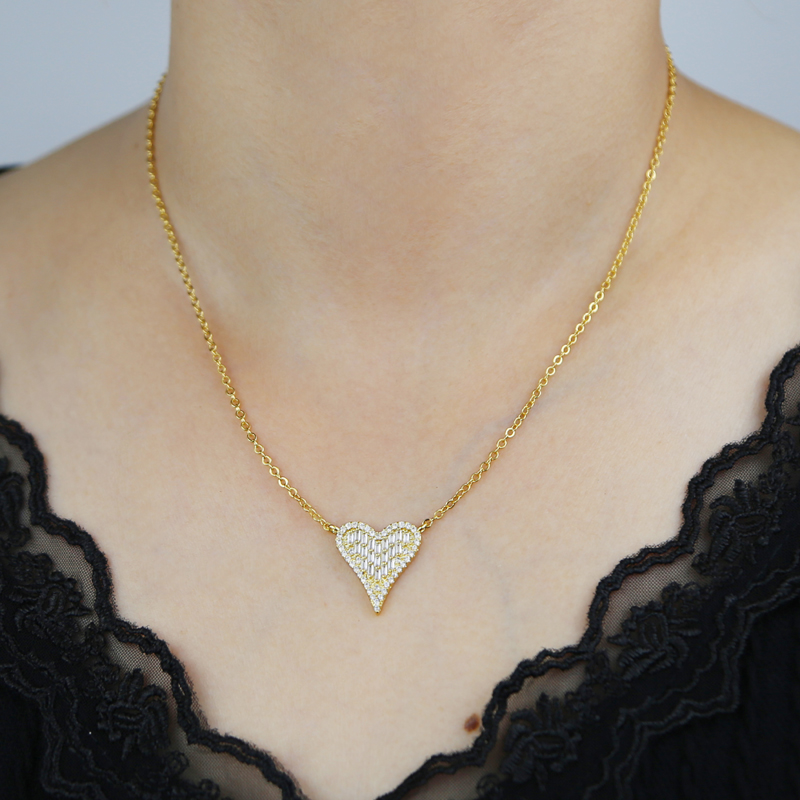 Bling design Heart pendant Necklace Charm Cubic Zircon Paved hip hop for Women Men Jewelry Gift