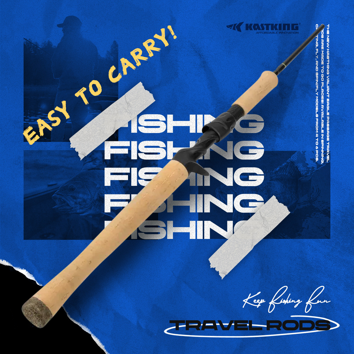 Boat Fishing Rods KastKing Valiant Eagle Passage Travel Spinning Casting Rod 4 6 Pc Pack for Bass Trout 230619