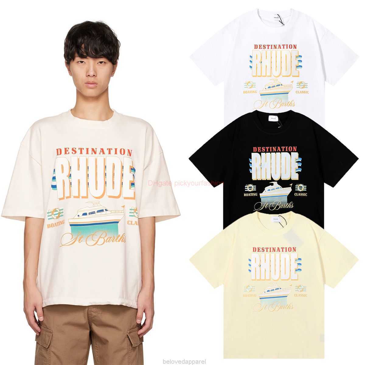 Designer Fashion Clothing Tees Tshirt Small American Fashion Brand Rhude Destination Yacht Print Pure Cotton Loose Short Sleeve Tshirt for Male Female Students Cot, White fh-5061
Designer Fashion Clothing Tees Tshirt Small American Fashion Brand Rhude Destination Yacht Print Pure Cotton Loose Short Sleeve Tshirt for Male Female Students Cot, White fh-5061