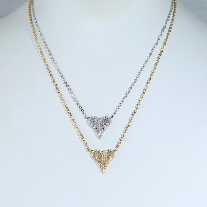Bling design Heart pendant Necklace Charm Cubic Zircon Paved hip hop for Women Men Jewelry Gift