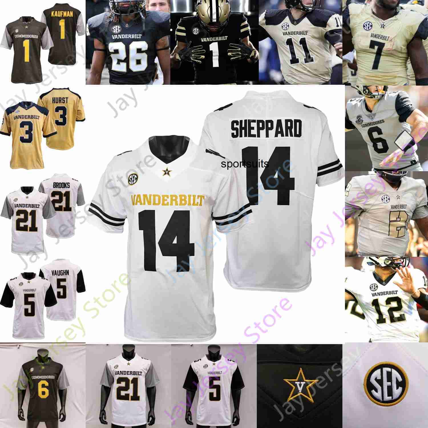 Vanderbilt Commodores Football Jersey NCAA College Jay Cutler Mike Wright Will Sheppard Davis Maxwell Worship Griffin Gillespie Anderson Richard Boddie Jr.