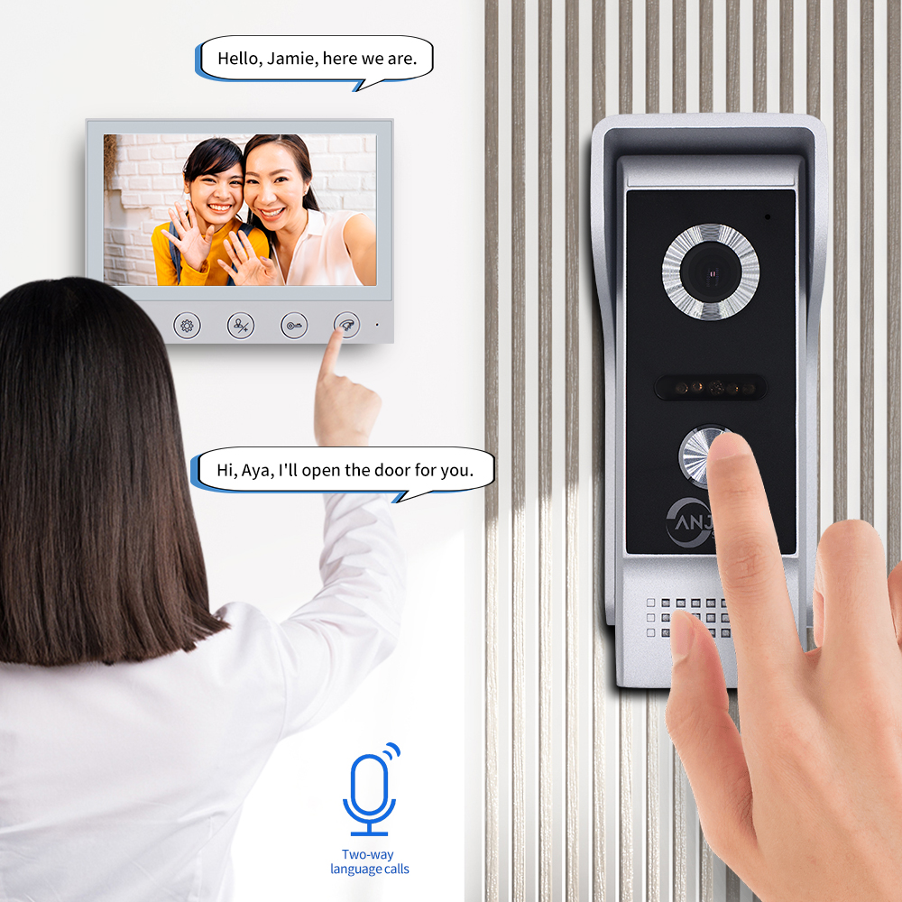 Anjielosmart 1200TVL HD Wired Video Intercom Camera Doorbell with IR Night Vision Wide Angle Video Door phone system for Home