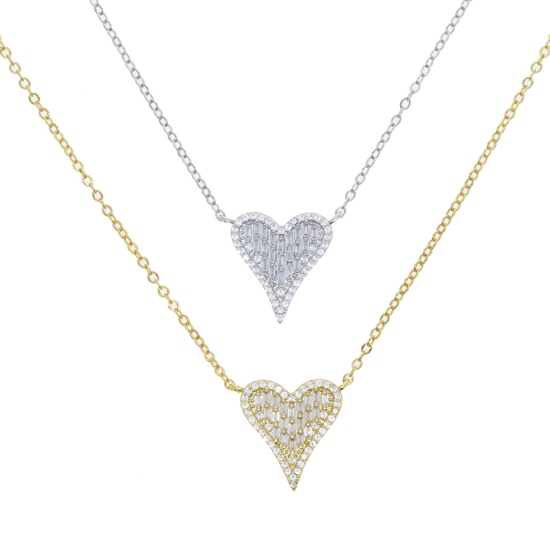 Bling design Heart pendant Necklace Charm Cubic Zircon Paved hip hop for Women Men Jewelry Gift