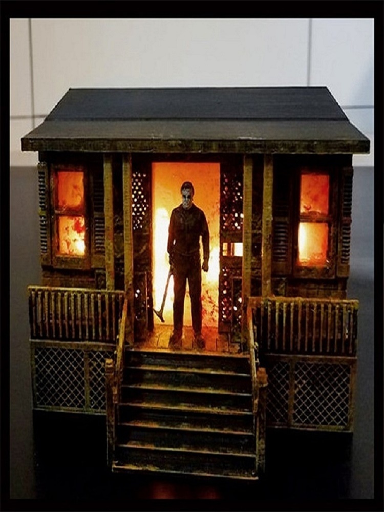Decorative Objects Figurines Figurine Horror Lamp Movie Sculpture Illuminated 3D Model Decorations for Home Cup Scary Resin Halloween Decoration 23061