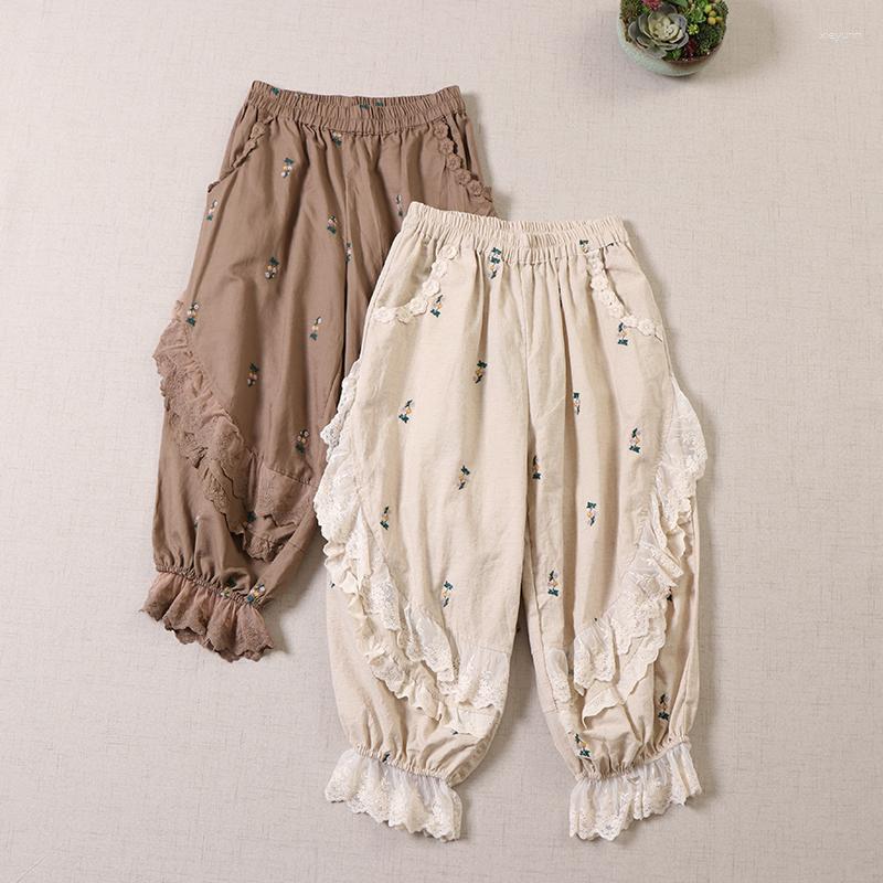 Women's Pants Spring Summer Japanese Style Mori Girl Lace Cotton Linen Bloomers Loose Elastic Waist Solid Color Casual, Beige
Women's Pants Spring Summer Japanese Style Mori Girl Lace Cotton Linen Bloomers Loose Elastic Waist Solid Color Casual, Beige