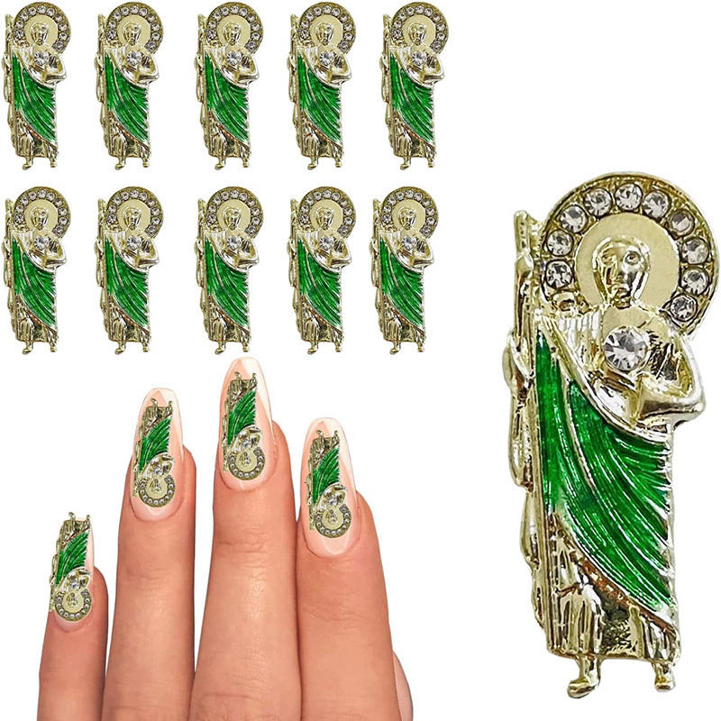 Nail Art Decorations 100pcs Virgin Mary Nail Charms 3D Crystal Nail Jewel Buddha Nail Art Decoration Religious Nail Art Rhinestones for Acrylic Nails 
