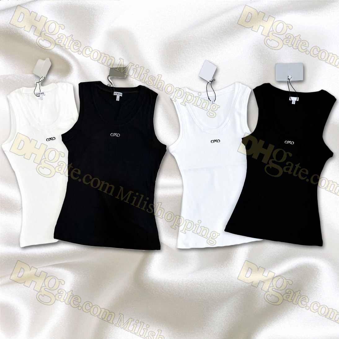 Womens Tops T Shirts Knits Tees Regular Cropped Tank Top Cotton Jersey Tanks Embroidered Cotton-blend Anagram Shorts Designer Suit Sportwear Fitness Sports Bra Mini
