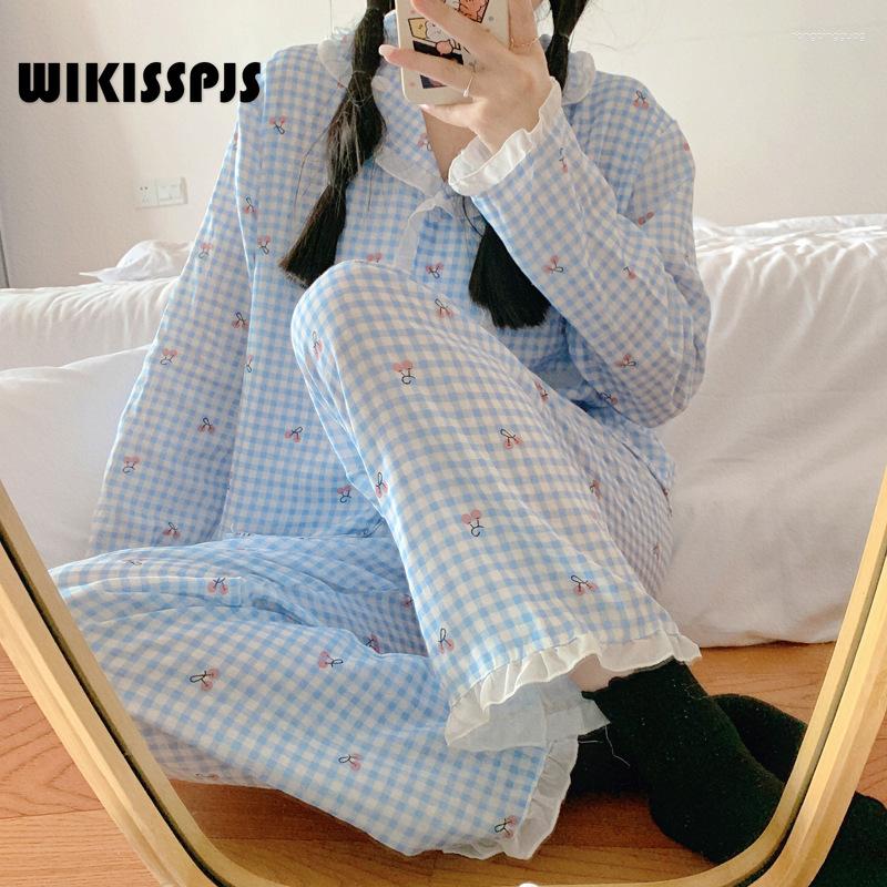 Women's Sleepwear WIKISSPJS Spring And Autumn Korean Pajamas Women's Long Sleeved Sweet Plaid Trousers Leisure Home Clothes Two Piece, Blue
Women's Sleepwear WIKISSPJS Spring And Autumn Korean Pajamas Women's Long Sleeved Sweet Plaid Trousers Leisure Home Clothes Two Piece, Blue