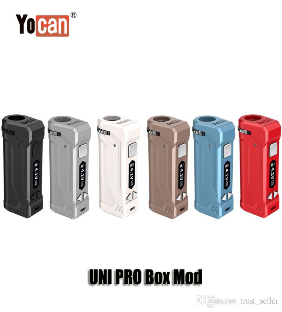 100 Original Yocan UNI PRO Box Mod 650mAh Preheat VV Variable Voltage OLED Display Battery For 510 Thick Oil Cartridges Atomizer 8918261