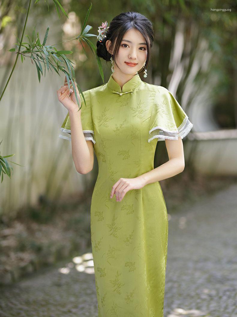 Ethnic Clothing 2023 Improved Girls Cheongsam Vintage Elegant Dress Trumpet Sleeve Slim Mid Long Qipao Traditional Chinese
Ethnic Clothing 2023 Improved Girls Cheongsam Vintage Elegant Dress Trumpet Sleeve Slim Mid Long Qipao Traditional Chinese