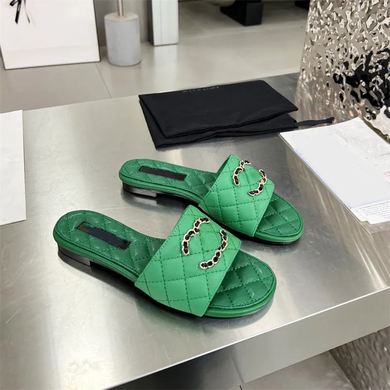 C Summer Slides Slippers Sandals classic Beach Casual booties open-toe Shoes high quality leather sole woman's luxury designers factory footwear Size 35-41