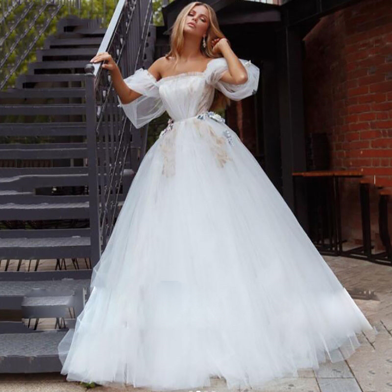 Off Shoulder Tulle Country Wedding Dresses With Remove Bishop Sleeves Floor Length Handmade Flower Beach Bridal Wedding Gown Women Dress For Bride, Black
Off Shoulder Tulle Country Wedding Dresses With Remove Bishop Sleeves Floor Length Handmade Flower Beach Bridal Wedding Gown Women Dress For Bride, Black