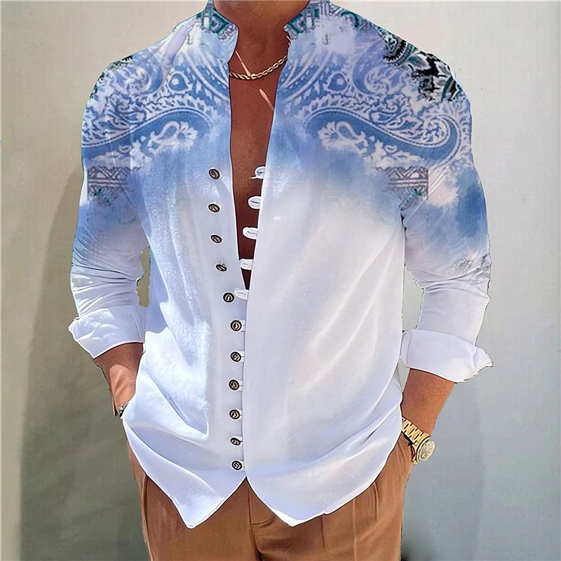 Men's Casual Shirts Spring and Autumn 100%Cotton Linen Hot Sale Men's Long-Sleeved Shirts Print Color Stand-Up Collar Casual Style Plus Size, Green1
Men's Casual Shirts Spring and Autumn 100%Cotton Linen Hot Sale Men's Long-Sleeved Shirts Print Color Stand-Up Collar Casual Style Plus Size, Green1