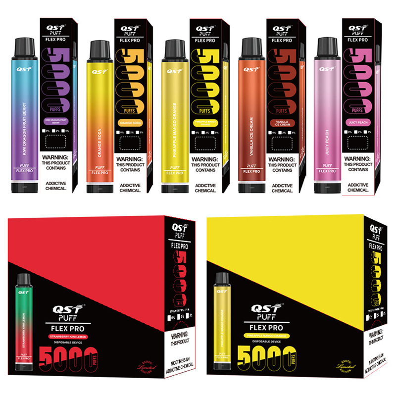 Original QST Puff Flex Pro 5000 Puffs Rechargeable Disposable Vape Pen E Cigarette Vape Device 550mah Battery 12ml Cartridge Starter Kit
Original QST Puff Flex Pro 5000 Puffs Rechargeable Disposable Vape Pen E Cigarette Vape Device 550mah Battery 12ml Cartridge Starter Kit