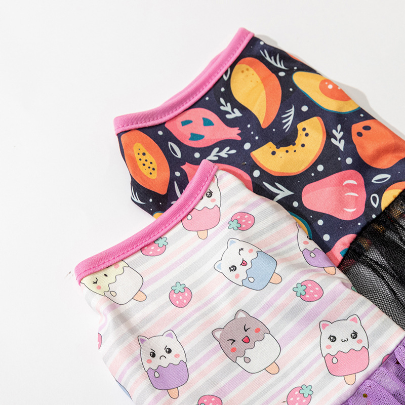 Small Cute Girl Female Dog Dress Mommy Puppy Shirt Skirt Doggie Dresses Pet Summer Clothes Apparel for Dogs and Cats 18 Color Wholesale S A758
