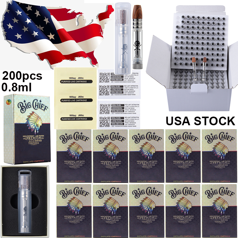 USA IN STOCK Premium Big Chief Vape Cartridges Packaging Empty Atomizers Carts 0.8ml Wood Tips Thick Oil Dab Pen Wax Vaporizer 510 Thread Carts 10 Strains 200pcs
USA IN STOCK Premium Big Chief Vape Cartridges Packaging Empty Atomizers Carts 0.8ml Wood Tips Thick Oil Dab Pen Wax Vaporizer 510 Thread Carts 10 Strains 200pcs