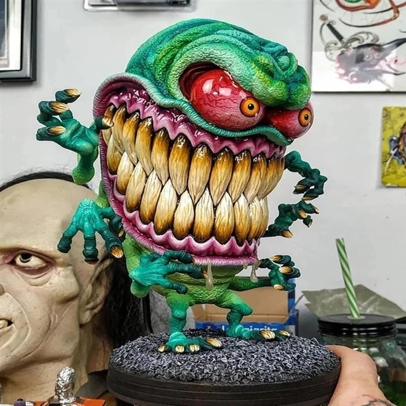 Decorative Objects Figurines Horror Car Decor Angry Big Mouth Monster Driving Statue Rat Crazy Mouse Halloween Resin Sculpture Ornament Home 230619