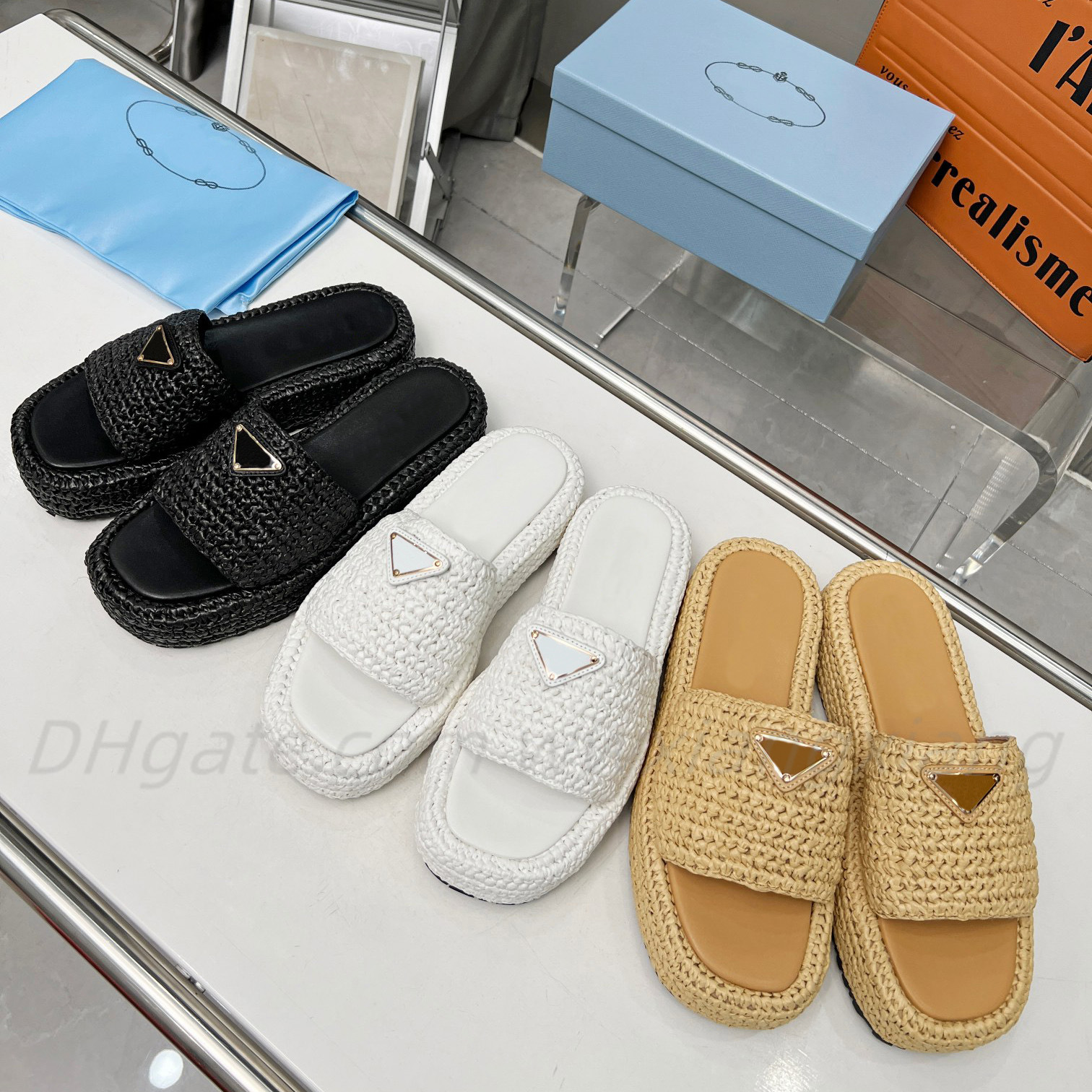 High quality Designer slides Slippers Triangle Buckle Raffia Straw Fashion Women Thick bottom Sandals flat Mules Slides Pool ladies Platform Square Toe Flip Flops, #2
High quality Designer slides Slippers Triangle Buckle Raffia Straw Fashion Women Thick bottom Sandals flat Mules Slides Pool ladies Platform Square Toe Flip Flops, #2