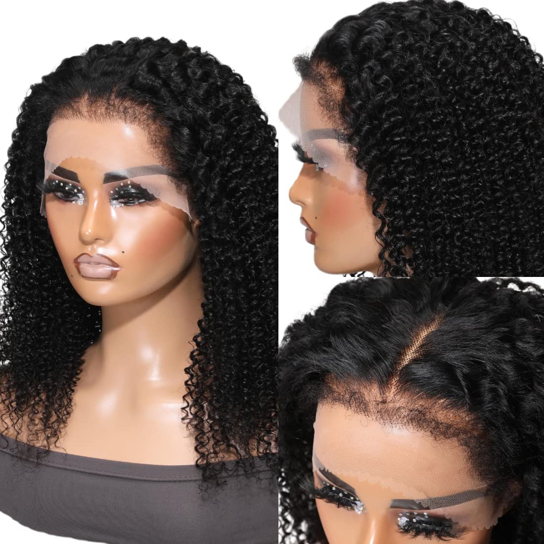4C edge wig,4c edges lace wig 4C Kinky curly hd lace front wig virgin human hair pre plucked for women natural density