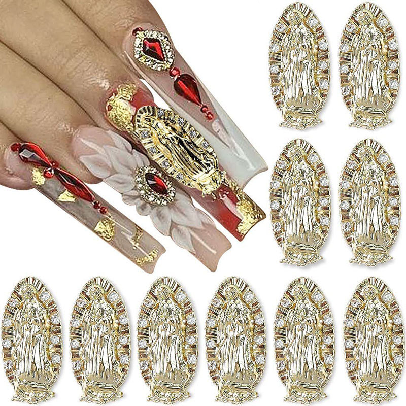 Nail Art Decorations 100pcs Virgin Mary Nail Charms 3D Crystal Nail Jewel Buddha Nail Art Decoration Religious Nail Art Rhinestones for Acrylic Nails 