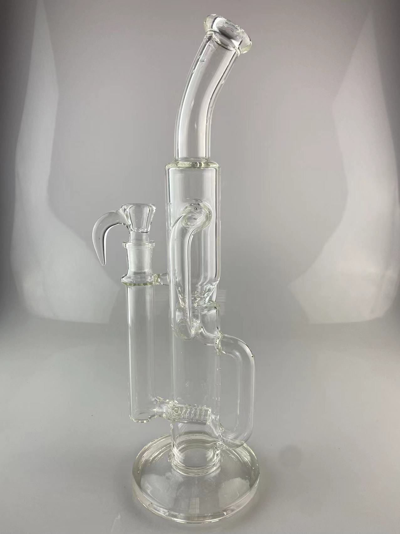 Smoking Pipes recycler bong 16 inch 18mm joint bent neck 1 inline perc high quality with a clear horn bowl