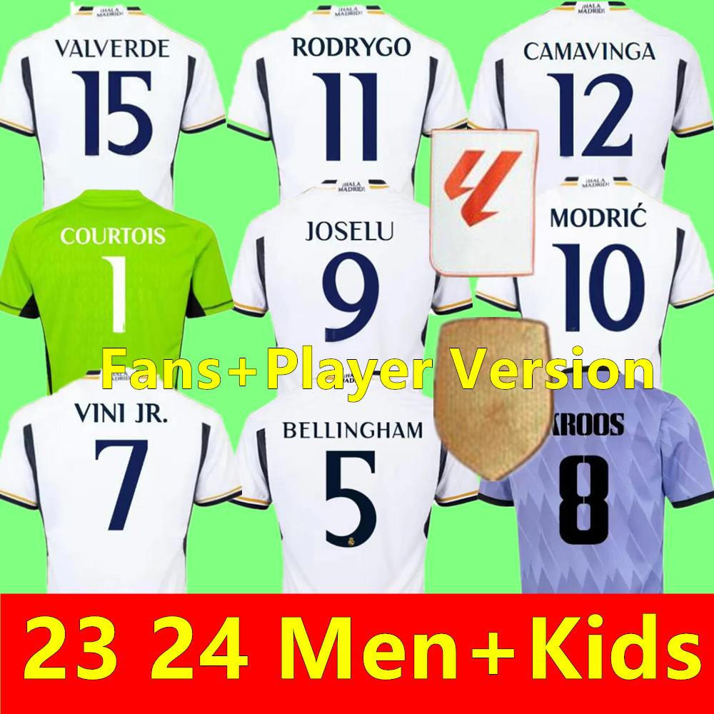 22 23 24 fans Player Version Soccer Jerseys BENZEMA RODRGO BELLINGHAM JOSELU 2023 2024 VINI JR football shirt ReAl maDriDs camiseta de futbol men kids uniforms MODRIC, 23/24 adult home+champion patch
22 23 24 fans Player Version Soccer Jerseys BENZEMA RODRGO BELLINGHAM JOSELU 2023 2024 VINI JR football shirt ReAl maDriDs camiseta de futbol men kids uniforms MODRIC, 23/24 adult home+champion patch