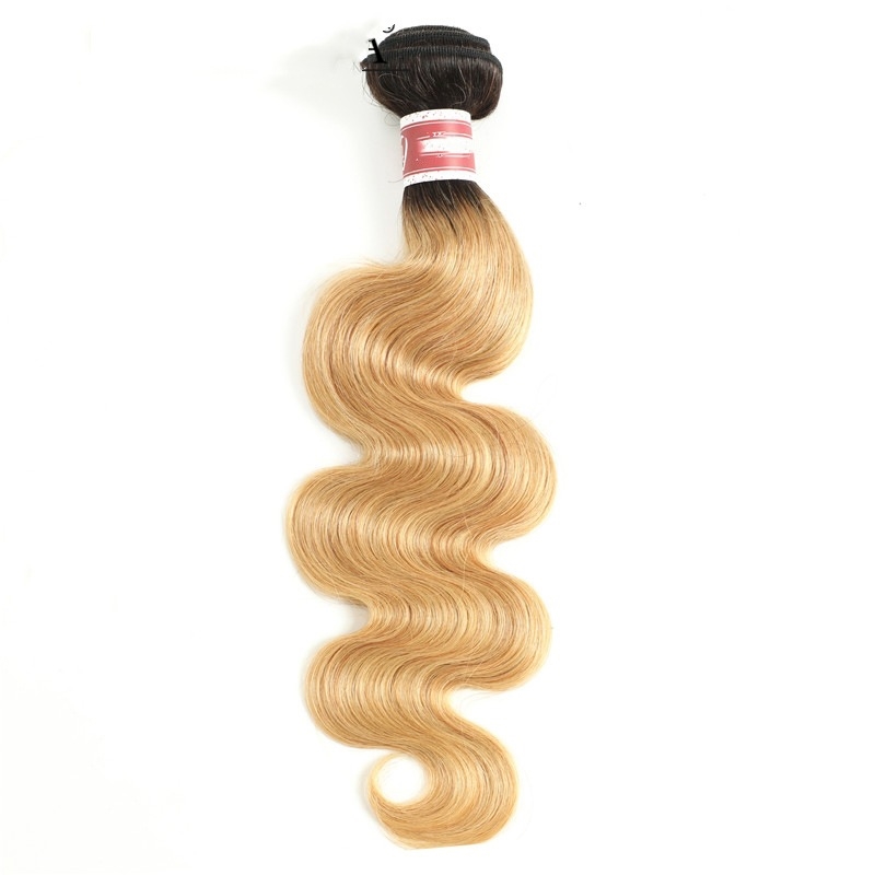 Brazilian Peruvian Indian 100% Human Hair Extensions Double Wefts 1B/27 Ombre Color Silky Straight Body Wave 10-32inch 4 Bundles