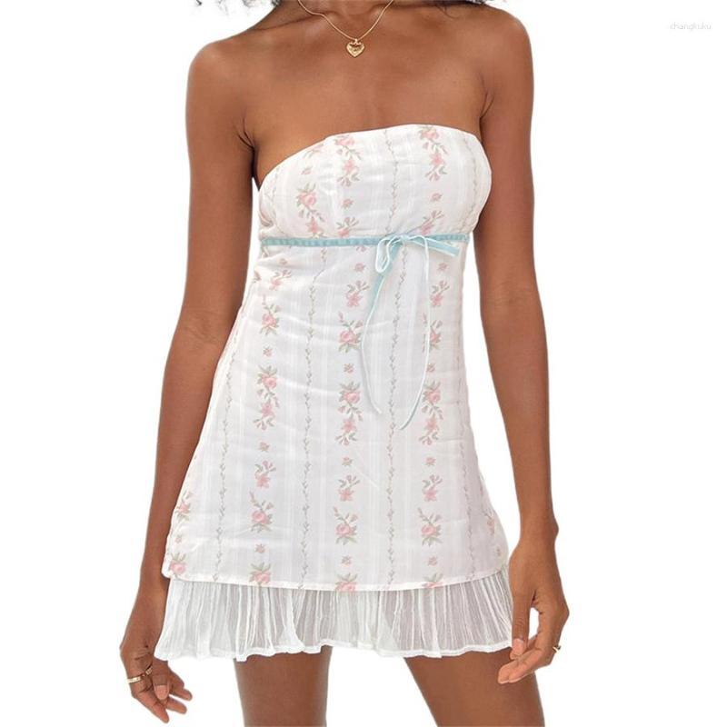 Casual Dresses Sweet Summer Women Flower Print Strapless Tie-Up Ruffled Dress Fairy Off-Shoulder Tube Top Backless Party Bandeau, White
Casual Dresses Sweet Summer Women Flower Print Strapless Tie-Up Ruffled Dress Fairy Off-Shoulder Tube Top Backless Party Bandeau, White