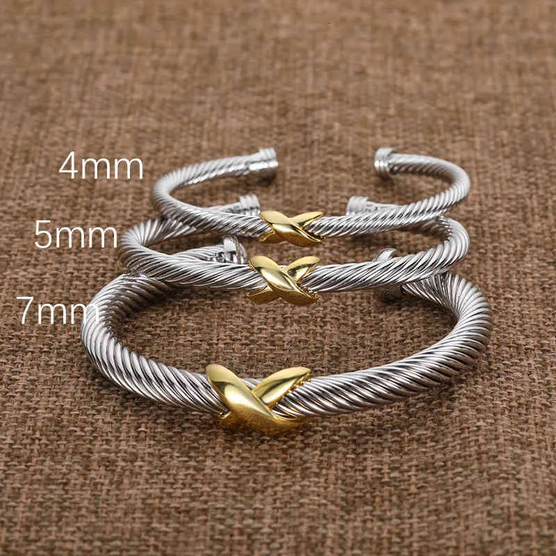 Designer Fashion Jewelry Twisted X Bracelet Gold Charm Sliver 925 Sterling Silver Bracelets Braided Cross Bangle Diamond Zircon Luxury Birthday Gift for Women
Designer Fashion Jewelry Twisted X Bracelet Gold Charm Sliver 925 Sterling Silver Bracelets Braided Cross Bangle Diamond Zircon Luxury Birthday Gift for Women