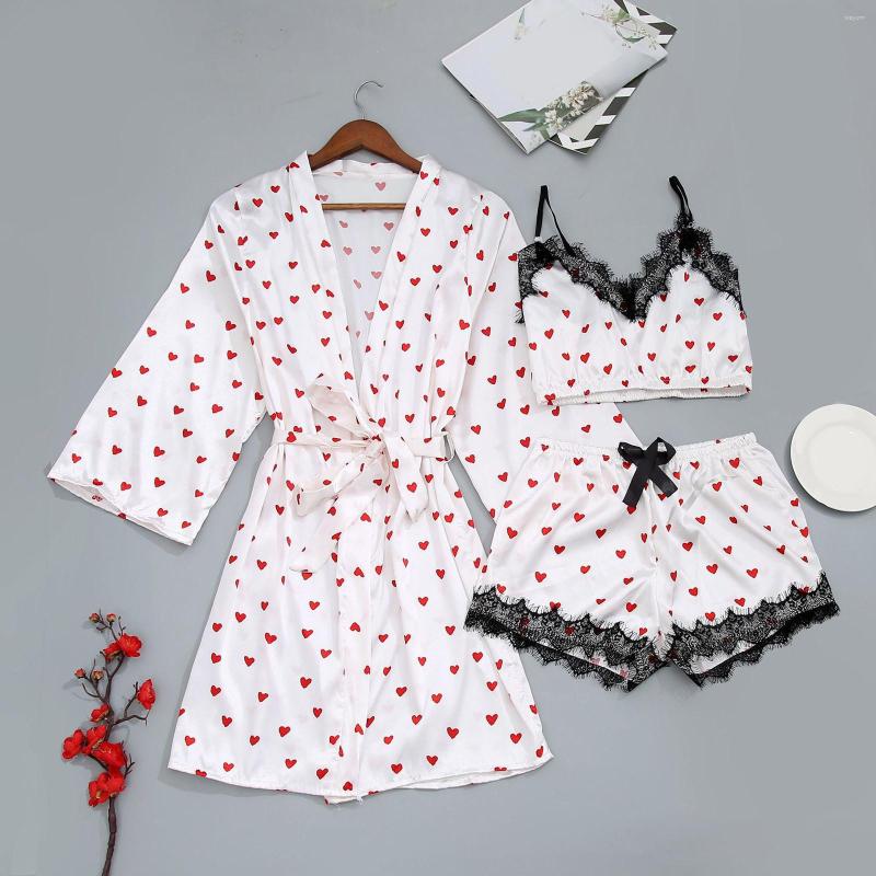 Women' Sleepwear Women Satin Sexy Lace Pajamas Set Sleeveless V-neck Cami Top Short Bathrobe Three Pieces Underwear Pyjamas, Green
Women' Sleepwear Women Satin Sexy Lace Pajamas Set Sleeveless V-neck Cami Top Short Bathrobe Three Pieces Underwear Pyjamas, Green