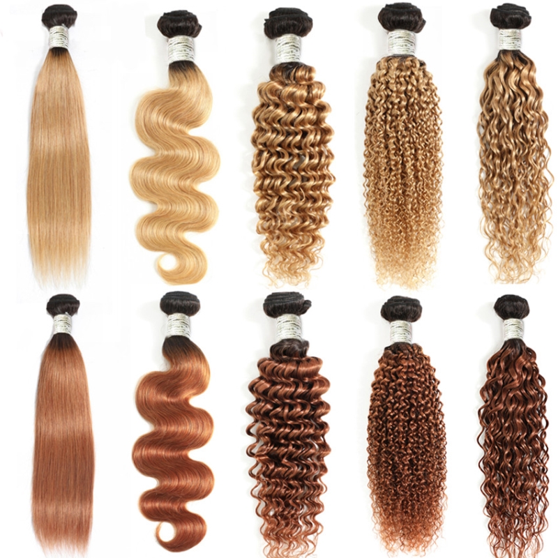 Brazilian Peruvian Indian 100% Human Hair Extensions Double Wefts 1B/27 Ombre Color Silky Straight Body Wave 10-32inch 4 Bundles