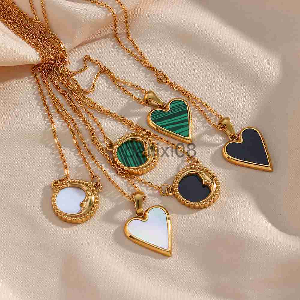 Pendant Necklaces 2021 New White Blk Green Shell rylic Moon Mirror Heart Shape Pendant Neckle Stainless Steel Gold Plated Neckle For Lady J230620
Pendant Necklaces 2021 New White Blk Green Shell rylic Moon Mirror Heart Shape Pendant Neckle Stainless Steel Gold Plated Neckle For Lady J230620