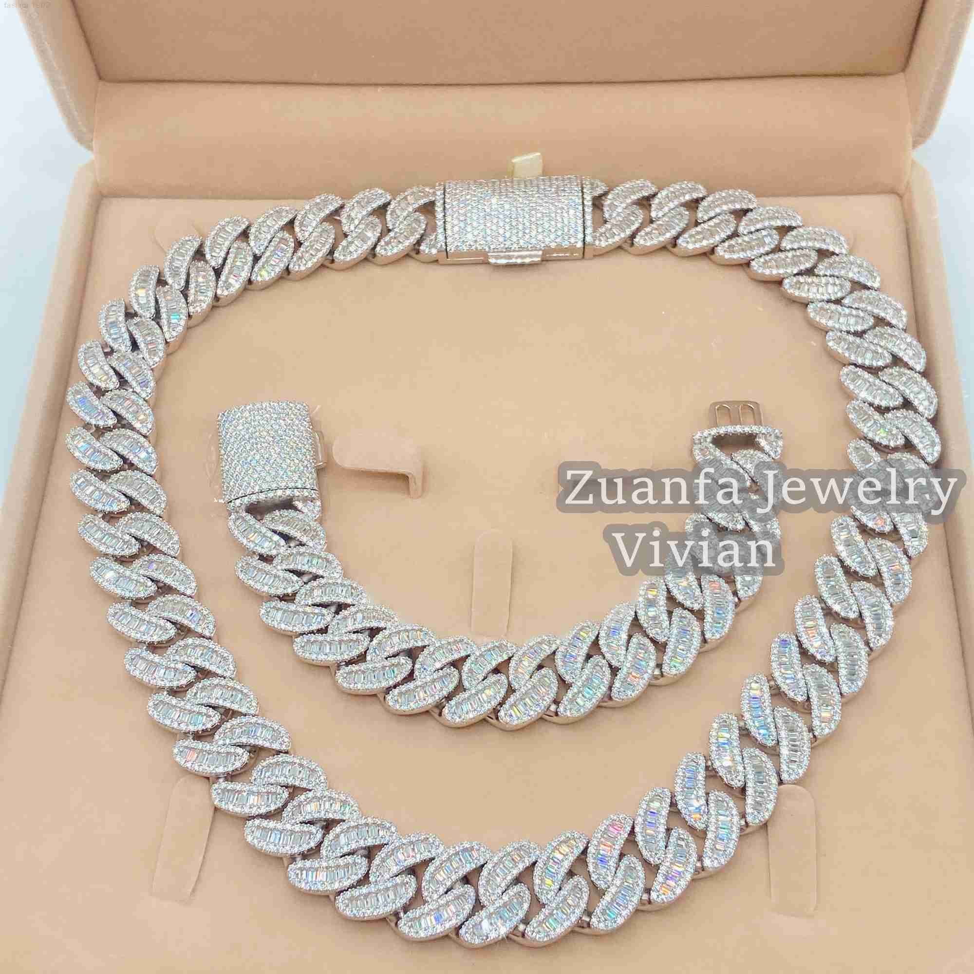 18mm Width Baguette Diamond Chain Sterling Silver 925 Gold Plated d Color Vvs Moissanite Jewelry Cuban Necklace
18mm Width Baguette Diamond Chain Sterling Silver 925 Gold Plated d Color Vvs Moissanite Jewelry Cuban Necklace