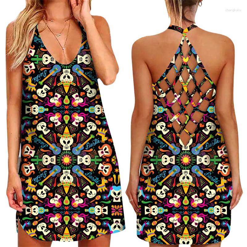 Casual Dresses Sexy Straps Hollow-Out Dress Summer Women' Vintage Pattern O-Neck Sleeveless Mini Backless Ladies Beach Sundress
Casual Dresses Sexy Straps Hollow-Out Dress Summer Women' Vintage Pattern O-Neck Sleeveless Mini Backless Ladies Beach Sundress