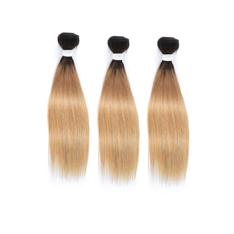 Brazilian Peruvian Indian 100% Human Hair Extensions Double Wefts 1B/27 Ombre Color Silky Straight Body Wave 10-32inch 4 Bundles