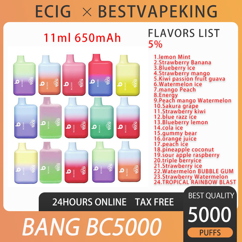 Bang BC 5000 Puffs Disposable E Cigarette Vape Pen BOX 11ml Prefilled Cartridge Pod Device 650mAh rechargeable Battey bc 5000 vapes Elux Legend VS elf bc5000
Bang BC 5000 Puffs Disposable E Cigarette Vape Pen BOX 11ml Prefilled Cartridge Pod Device 650mAh rechargeable Battey bc 5000 vapes Elux Legend VS elf bc5000