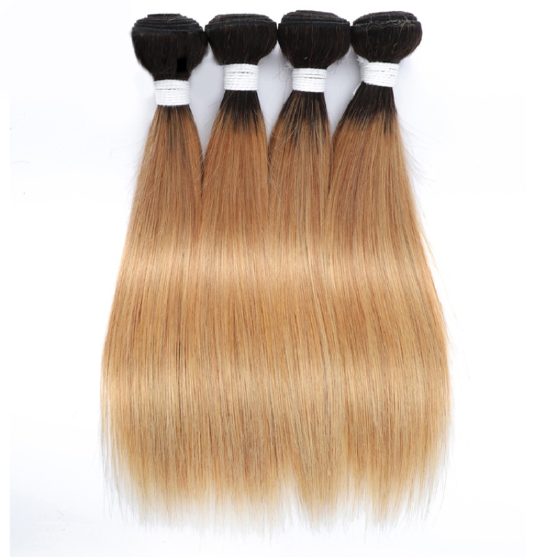 Brazilian Peruvian Indian 100% Human Hair Extensions Double Wefts 1B/27 Ombre Color Silky Straight Body Wave 10-32inch 4 Bundles