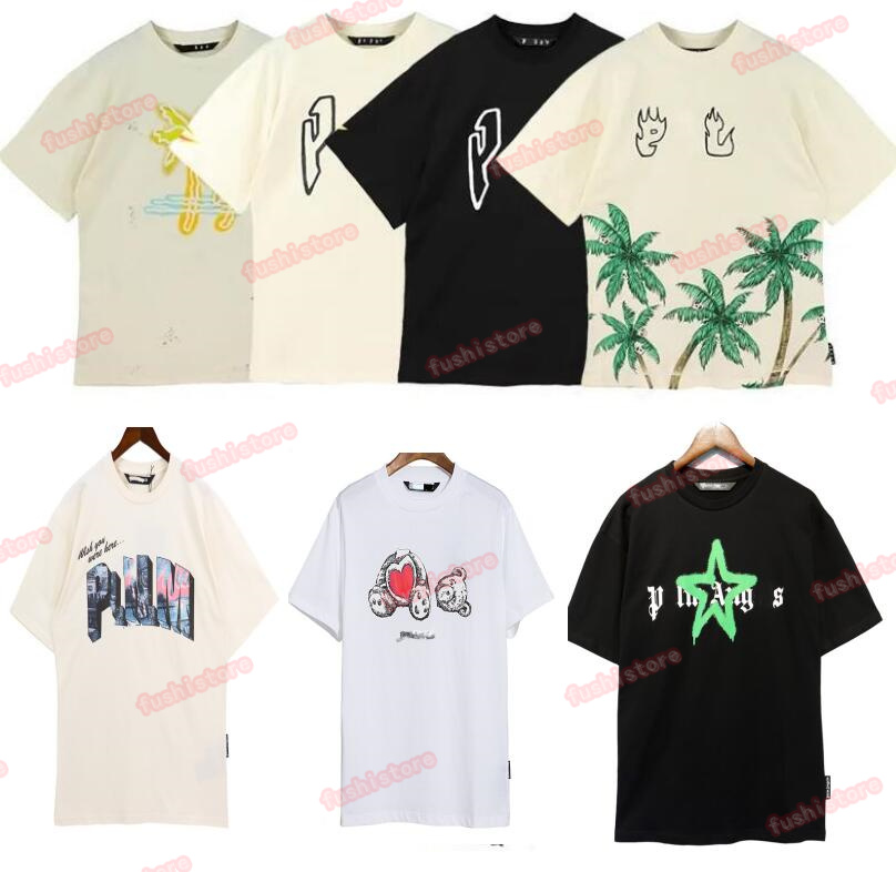 

Mens T-shirt Graffiti T-shirt Palms Palmangel City Designer Limited Inkjet Graffiti Letter Printing Men's Women's Sailboat Short-sleeved Casual Hip Hop Tshirts FDS, Add postage