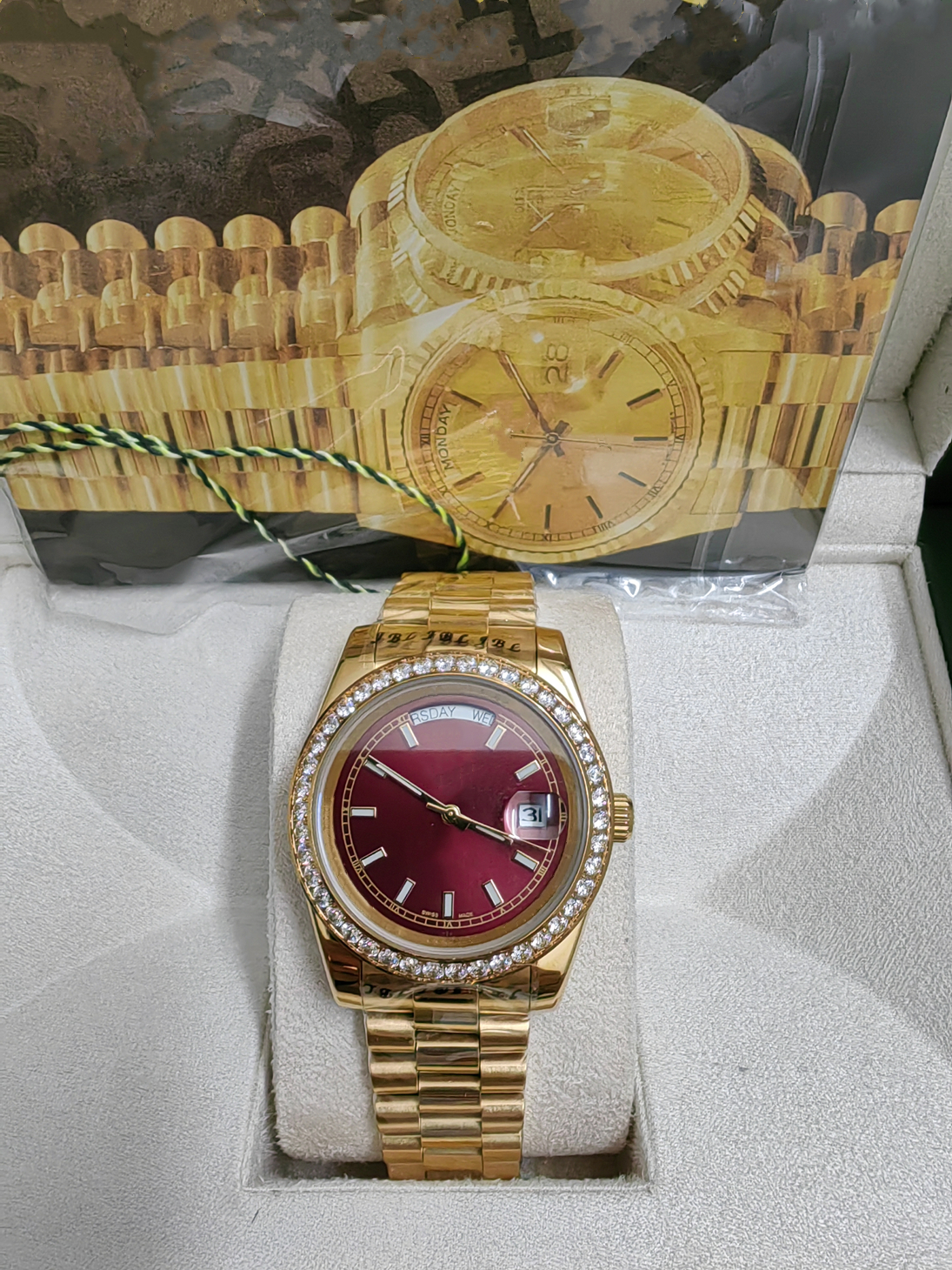Original box certificate 18k Gold President DayDate Diamonds Watch Men Stainless Diamond Bezel Automatic WristWatch Male Watches 2023