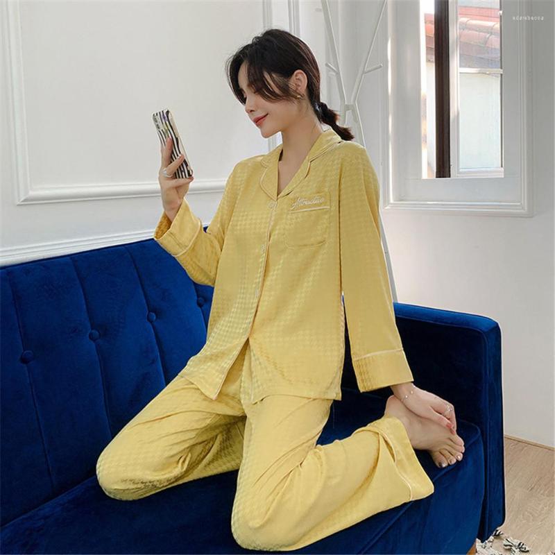 Women's Sleepwear FZSLCYIYI Spring Houndstooth Jacquard Long Sleeve Shirt Pants Satin Pajama Set Bride Bridesmaid Wedding Homewear, Yellow
Women's Sleepwear FZSLCYIYI Spring Houndstooth Jacquard Long Sleeve Shirt Pants Satin Pajama Set Bride Bridesmaid Wedding Homewear, Yellow