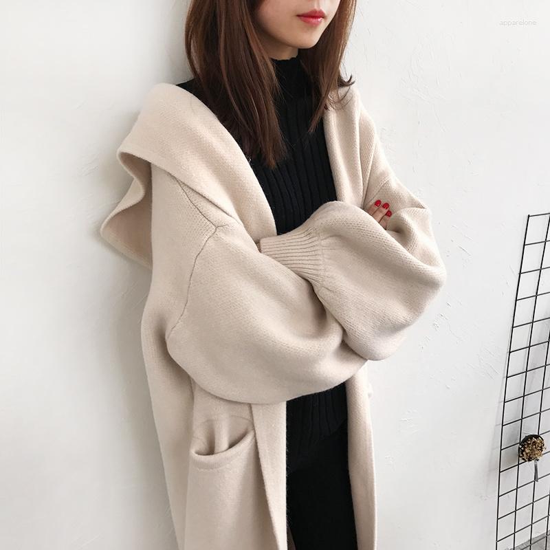 Women' Knits 2023 Korean Designer Hooded Sweater Cardigan For Women Oversize Warm Knitted Overcoat With Double Pocket, Ivory
Women' Knits 2023 Korean Designer Hooded Sweater Cardigan For Women Oversize Warm Knitted Overcoat With Double Pocket, Ivory