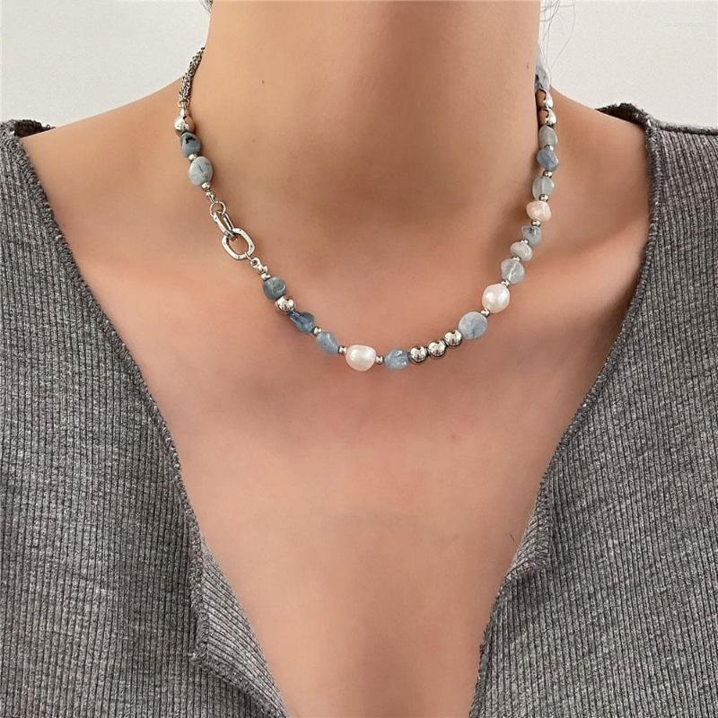 Chains Natural Stone Blue Crystal Necklace Baroque Freshwater Pearl Niche Design Feeling Fresh Clavicle Chain Women
Chains Natural Stone Blue Crystal Necklace Baroque Freshwater Pearl Niche Design Feeling Fresh Clavicle Chain Women