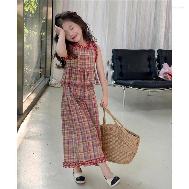 Clothing Sets 2023 Summer BabyGirls Kids Sleeveless Plaid Shirts Wide Leg Pants 2pcs Suit Sweet Children Outfits, Red plaid set
Clothing Sets 2023 Summer BabyGirls Kids Sleeveless Plaid Shirts Wide Leg Pants 2pcs Suit Sweet Children Outfits, Red plaid set